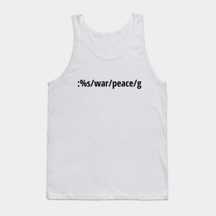 Replace War with Peace - Pacifist vi/Vim Geek - Black Text Tank Top